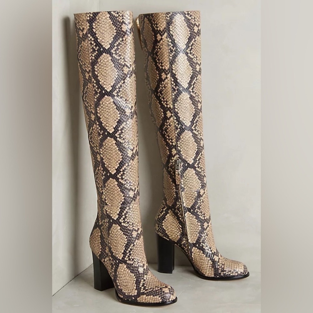 Sam Edelman Rylan Boots Snake skin Heeled Boots sold at Anthropologie 8.5
